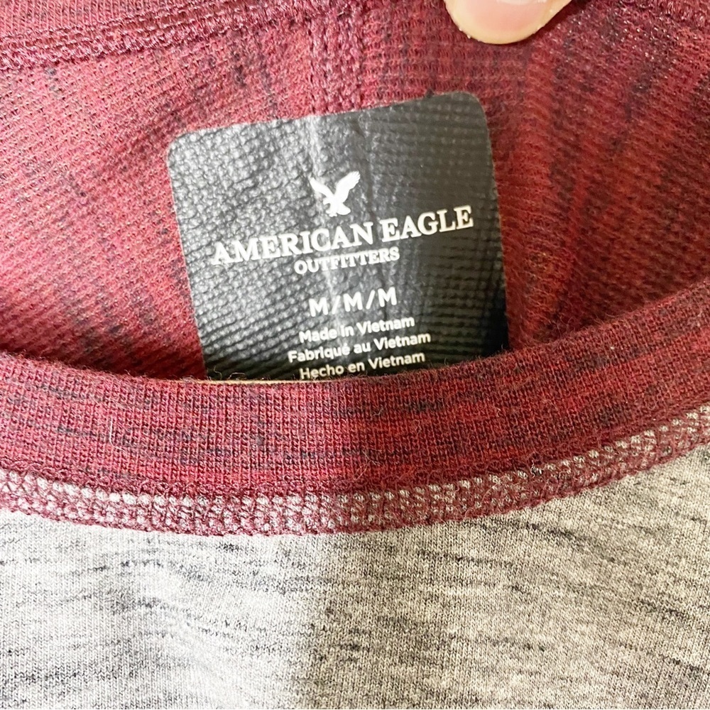 American Eagle Outfitters AEO Maroon Gray Crew Neck Raglan Long Sleeves M - Picture 8 of 10